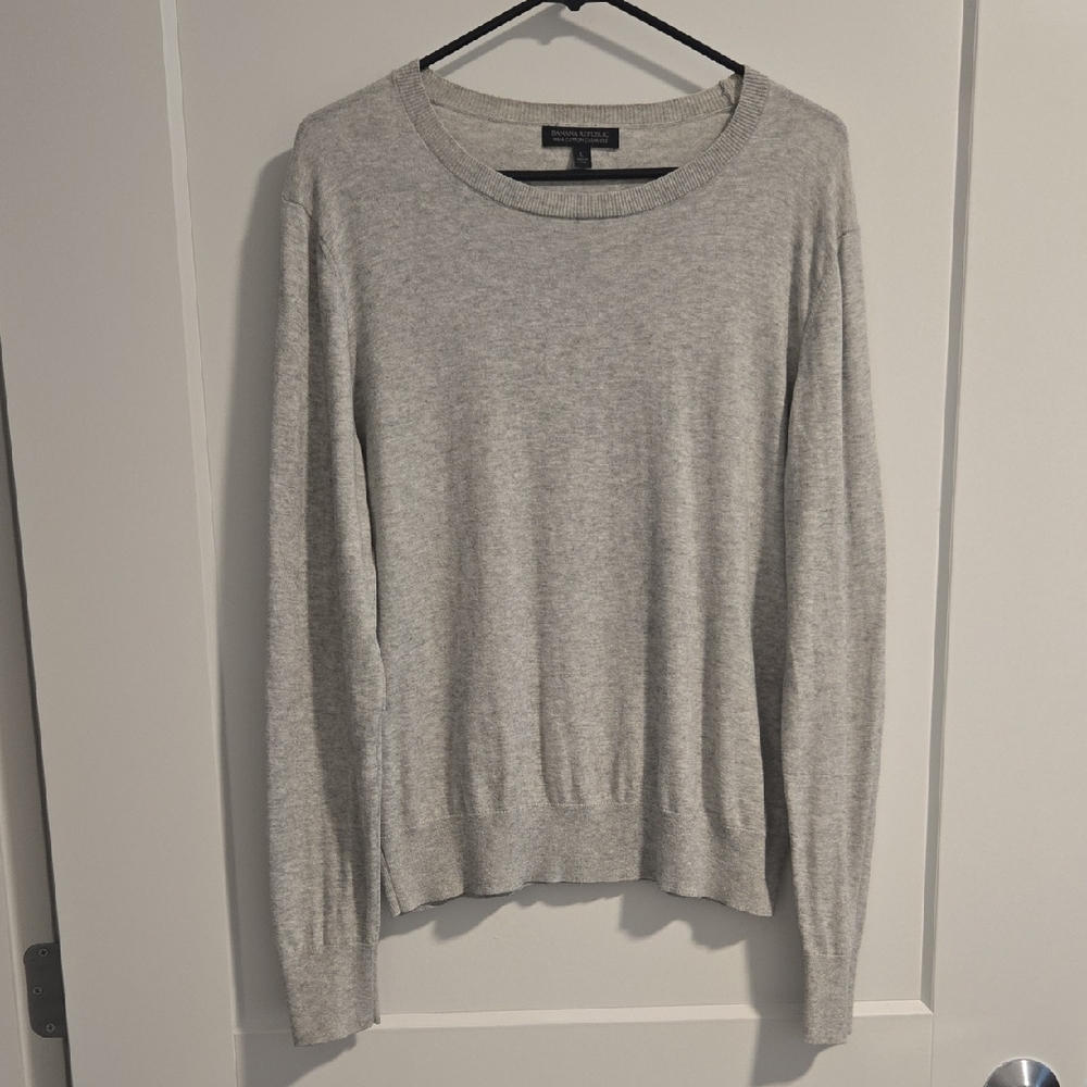 Banana Republic Light Heather Gray Pima Cotton Cashmere Sweater